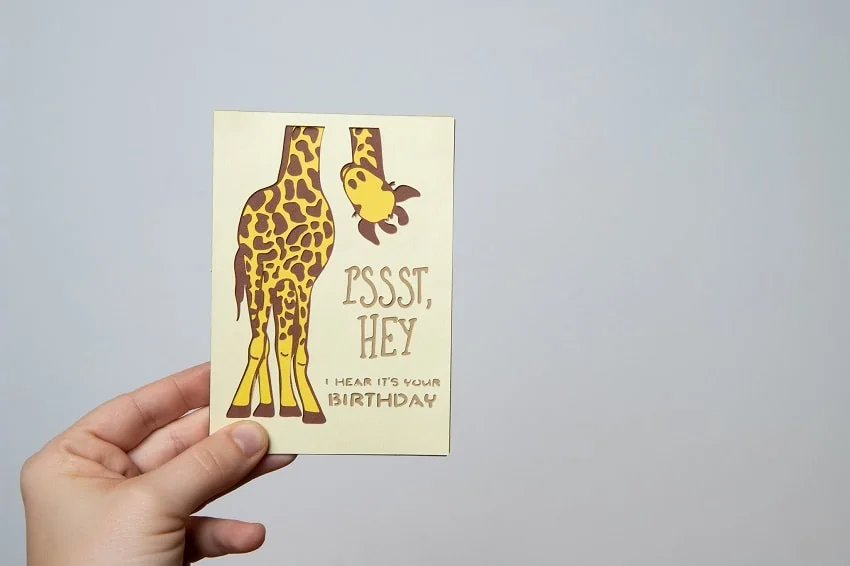Funny Giraffe Birthday Card template for Cricut Maker and Cricut Explore