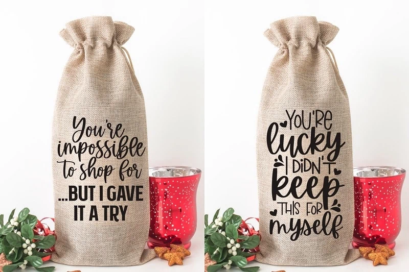Funny Wine Gift Bag made with cricut