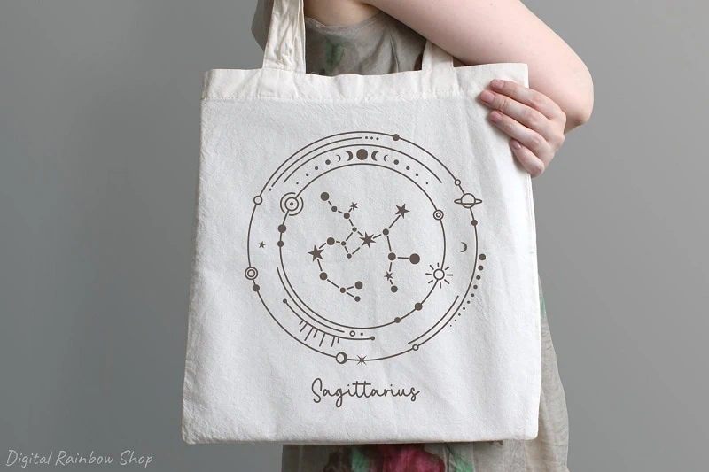 Unique Cricut Birthday gift idea for her - Zodiac Constellation Tote Bag