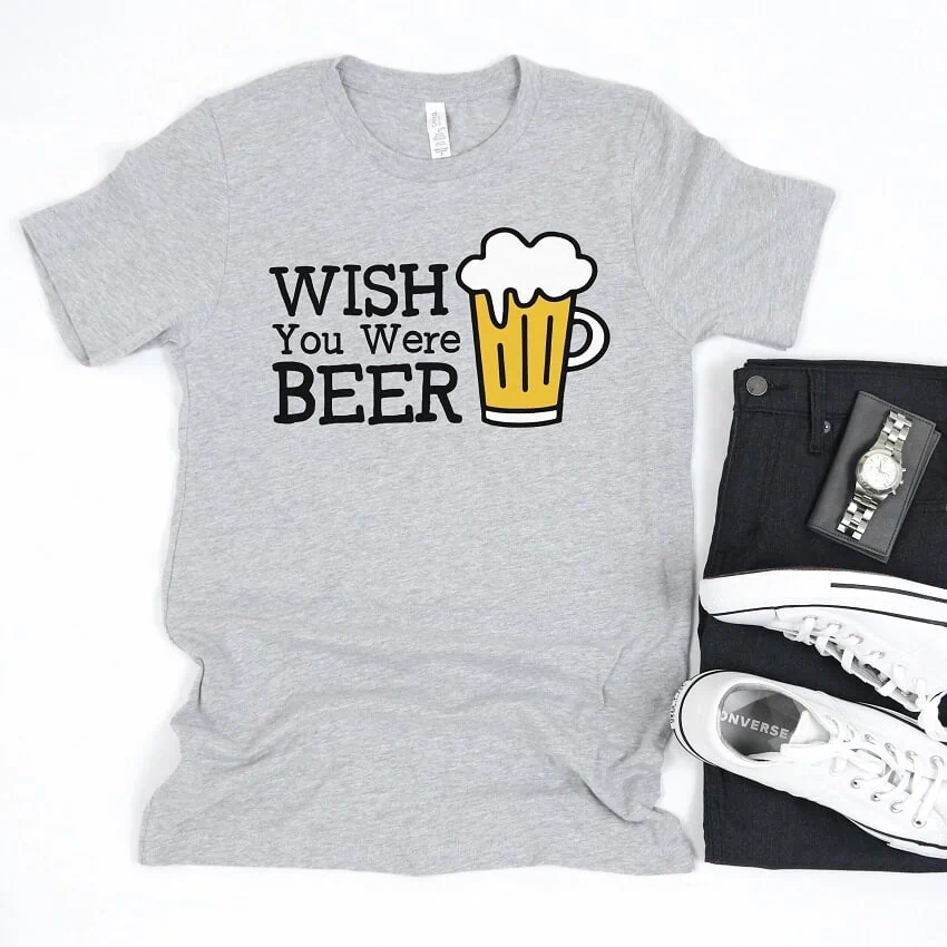 funny alcohol svg mocked up on a men's t-shirt