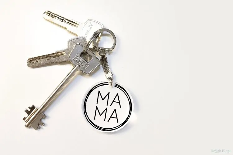 acrylic keychain with a mama SVG design