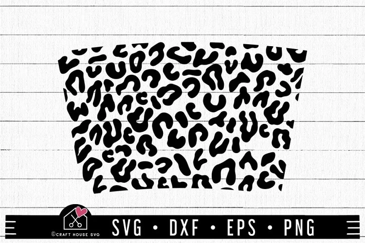 display of free 16 ounce leopard print tumbler wrap SVG design on a wood background