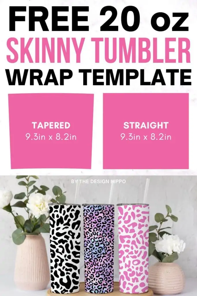 pinnable graphic of free 20 oz skinny tumbler wrap templates