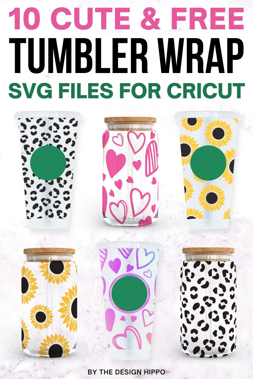 pinnable graphic of free tumbler wrap SVG designs