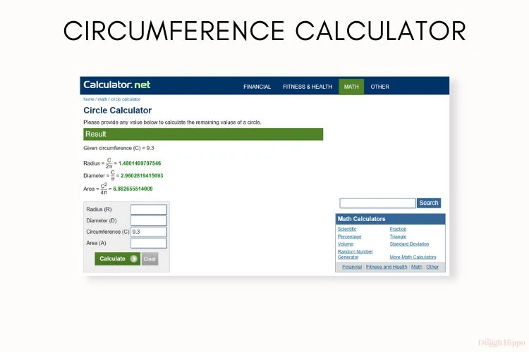demonstration of using circle calculator tool for measuring circumference of a tumbler
