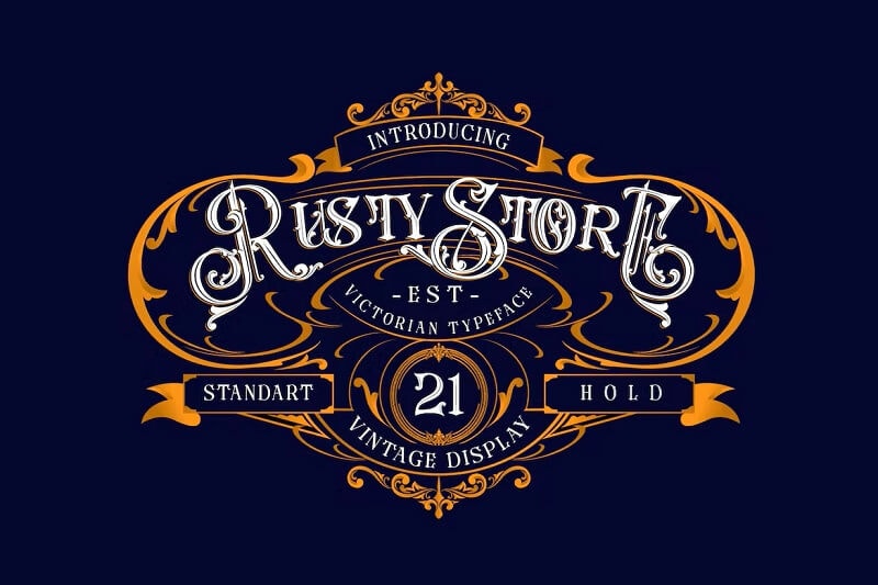 display of the best elegant gothic calligraphy font, rusty store