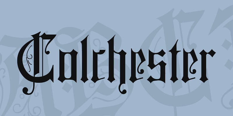 best free decorative font, colchester font