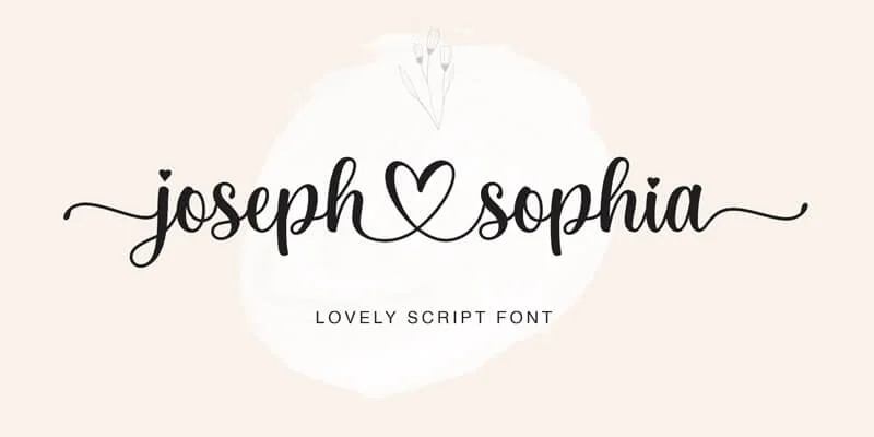 best free modern calligraphy font with hearts, Joseph Sophia