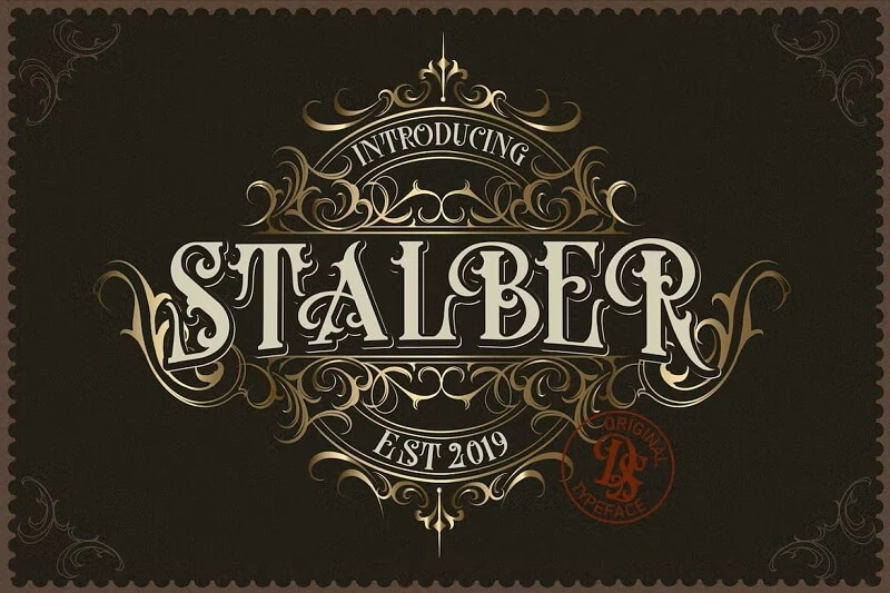 display of "Stalber" font, the best old english calligraphy font