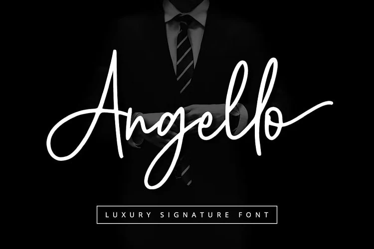 display of the best stylish cursive calligraphy font, Angello.