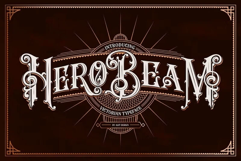 display of the best stylish gothic calligraphy font, hero beam typeface