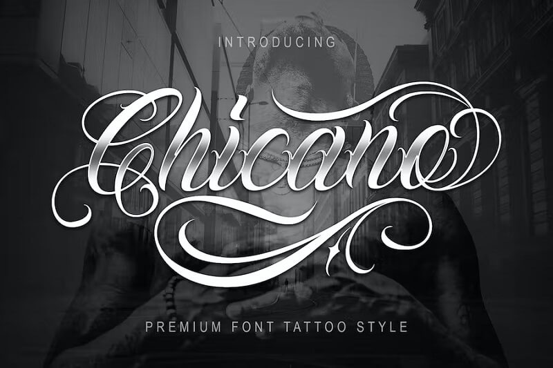 display of the best tattoo calligraphy font, Chicano
