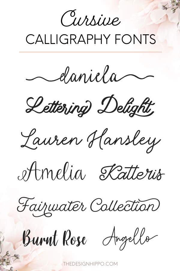 collage of best cursive calligraphy fonts
