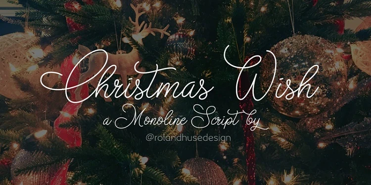 display of Christmas Wish font, free modern script font. 