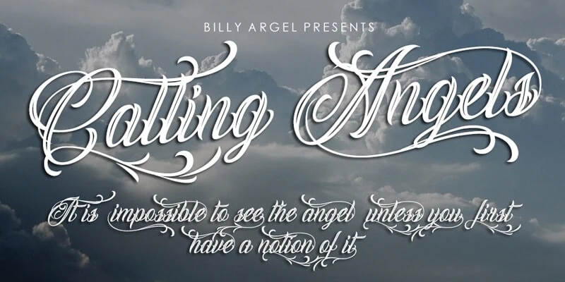 free tattoo calligraphy font, Calling Angels