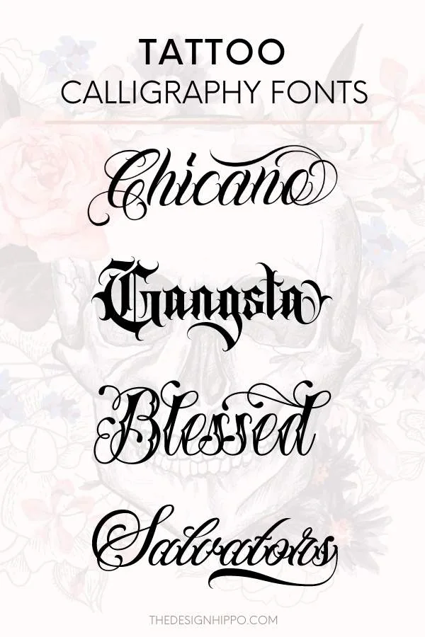 collage of the best tattoo calligraphy fonts