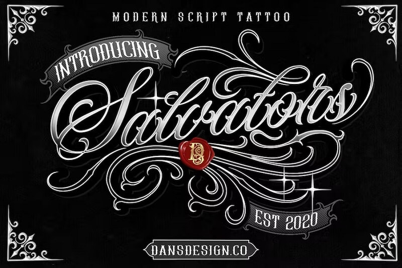 display of the best calligraphy font for fancy tattoos, Salvators