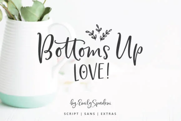 display of Bottoms Up Love font duo, the best font for making tumblers