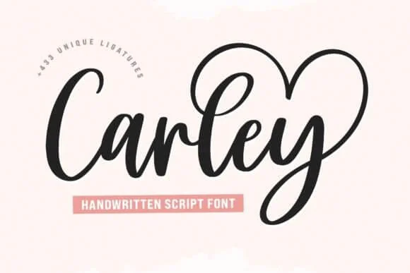 display of the Carley font, a perfect handwritten script letters for water bottle designs