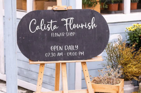 display of a flower shop sign made using Rustic Pantry