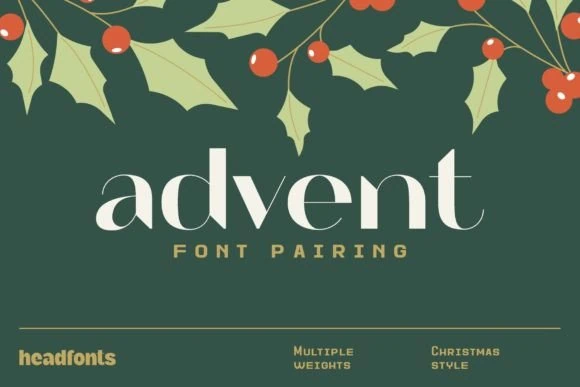 display of Advent font, perfect Chrismtas font for card labels