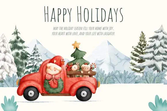 display of a holiday greeting card design made using Amatic SC