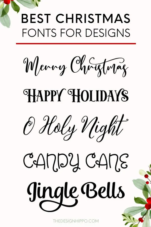 display of the best christmas fonts