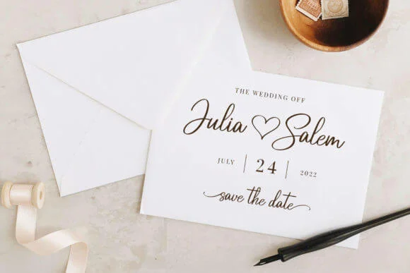 display of Save the Date card designed using Randy Sofia