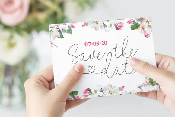 display of Save the Date card design made using Lovers