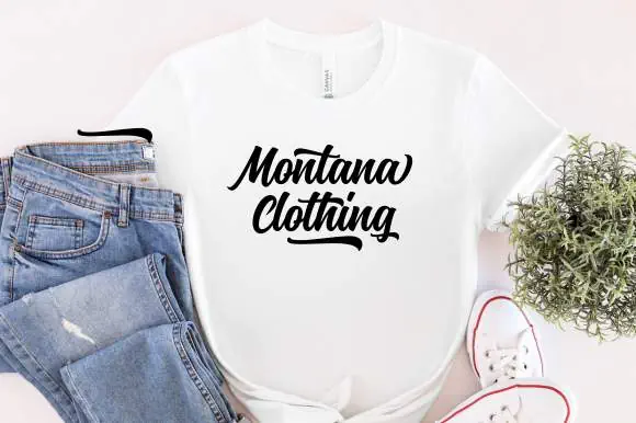 display of a t-shirt design on a mockup made using Montana font