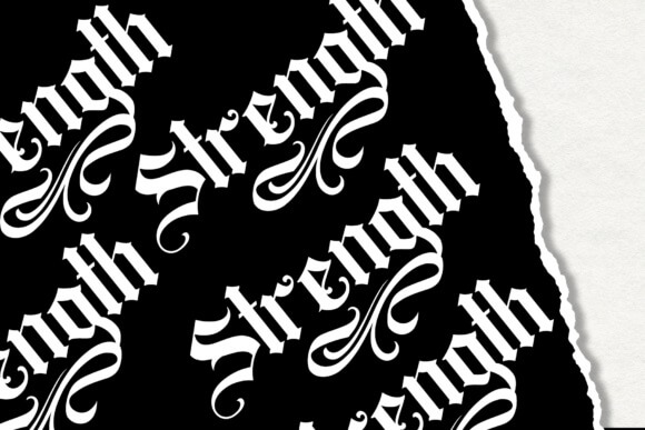 display of a single word tattoo design