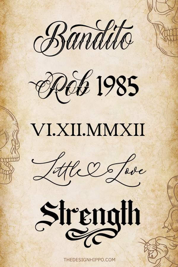 display of the best tattoo fonts