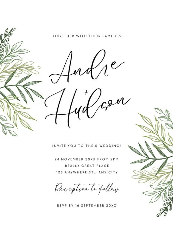 wedding card design made using a free font on Canva
