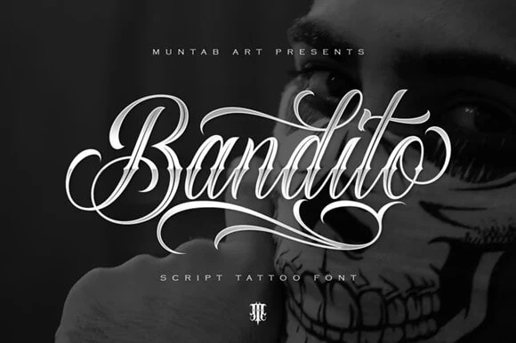 display of Bandito, a script tattoo font