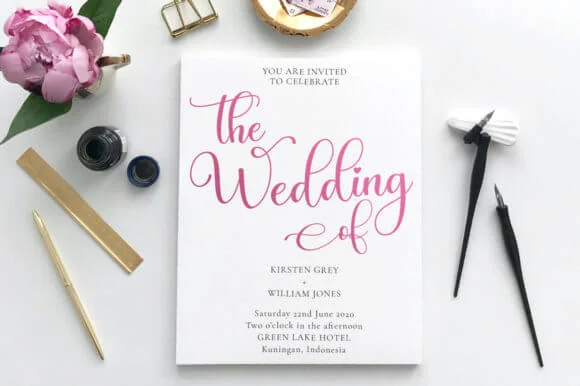 display of a wedding invitation design made using Maddison