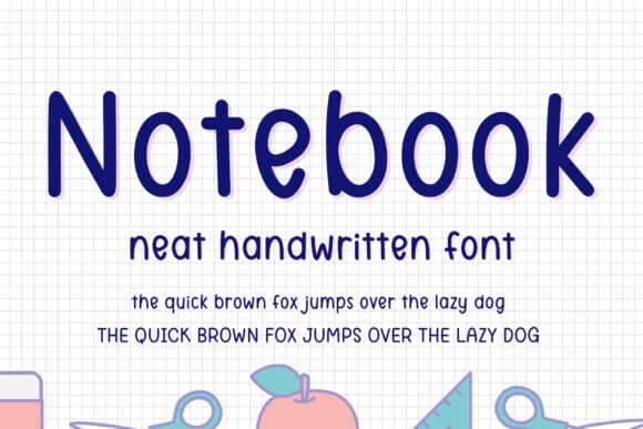 display of the Notebook, a bold handwritten font