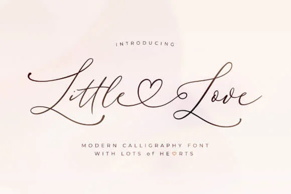 display of the Little Love, an elegant handwriting font