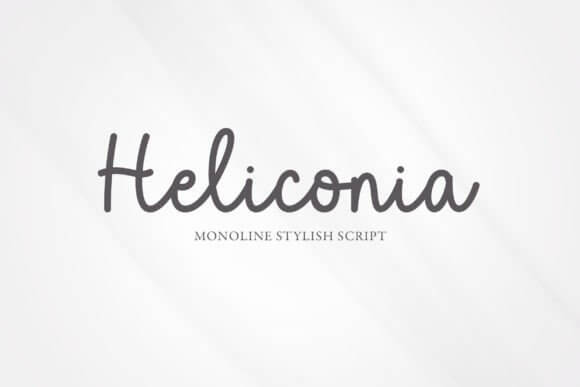 Heliconia simple script font