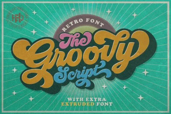 display of the Groovy Script retro font