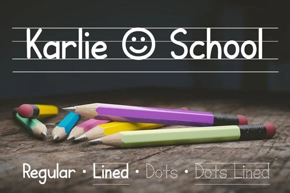 display of the Karlie School, an easy to write handwriting font for kids