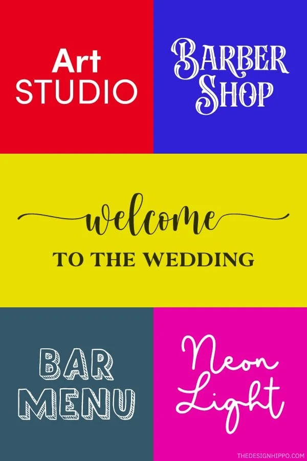 Assorted 'best fonts for signs' collection suitable for different types of signages.