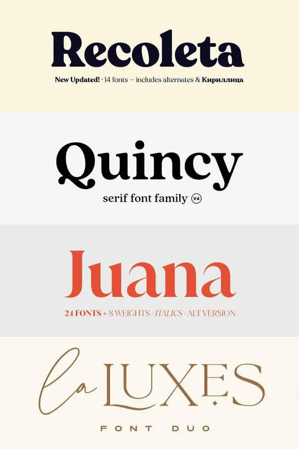 Collage of the best serif fonts