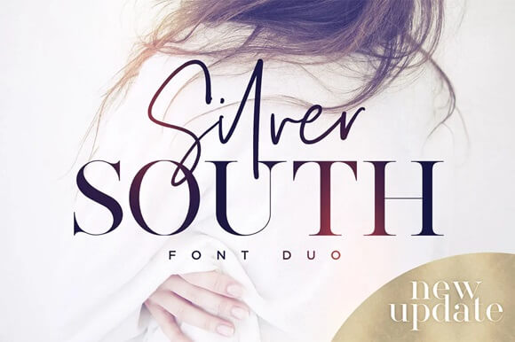 Silver South modern script and serif font duo