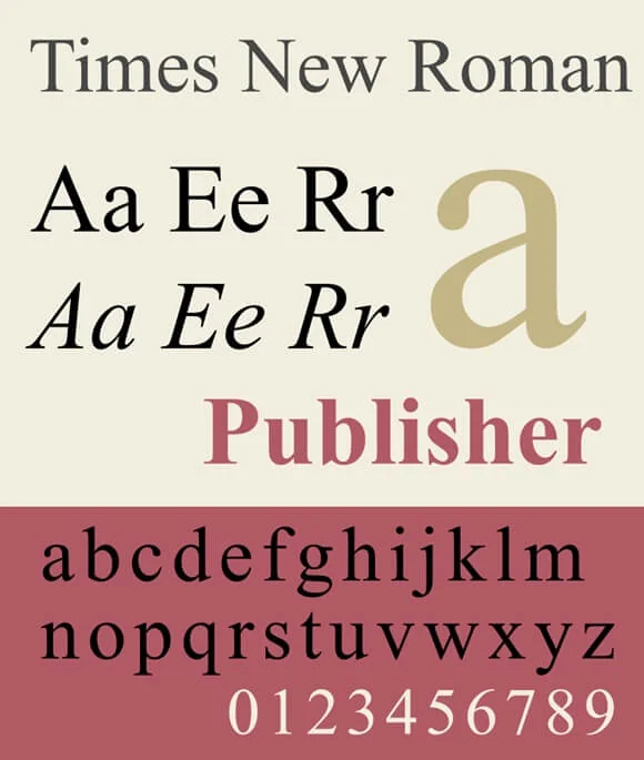 Times New Roman font sample