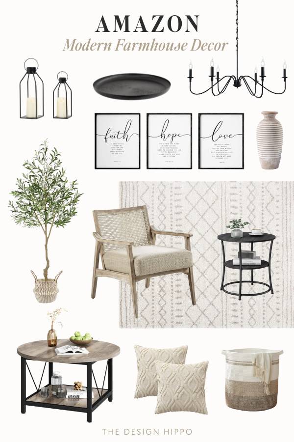 Modern farmhouse living room decor found on Amazon