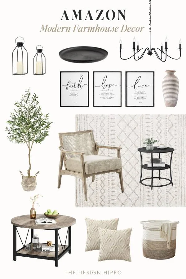 Modern farmhouse living room decor found on Amazon