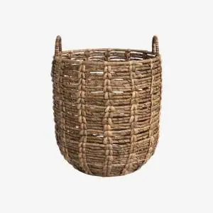 Natural woven seagrass storage basket with handles