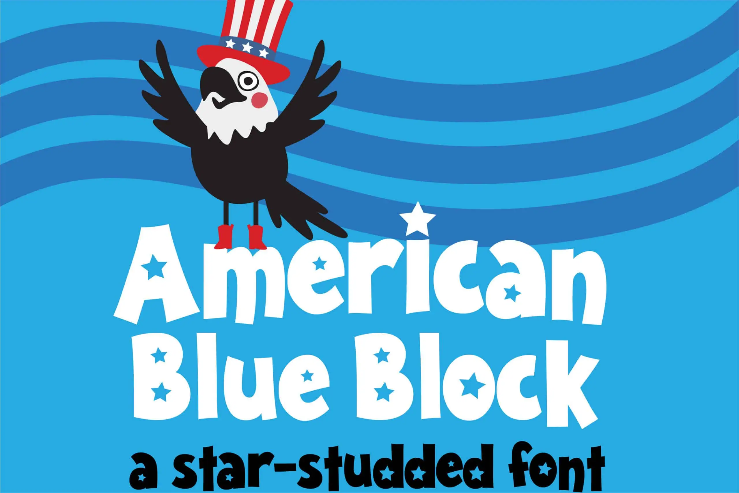 American Blue Block font preview from Creative Fabrica