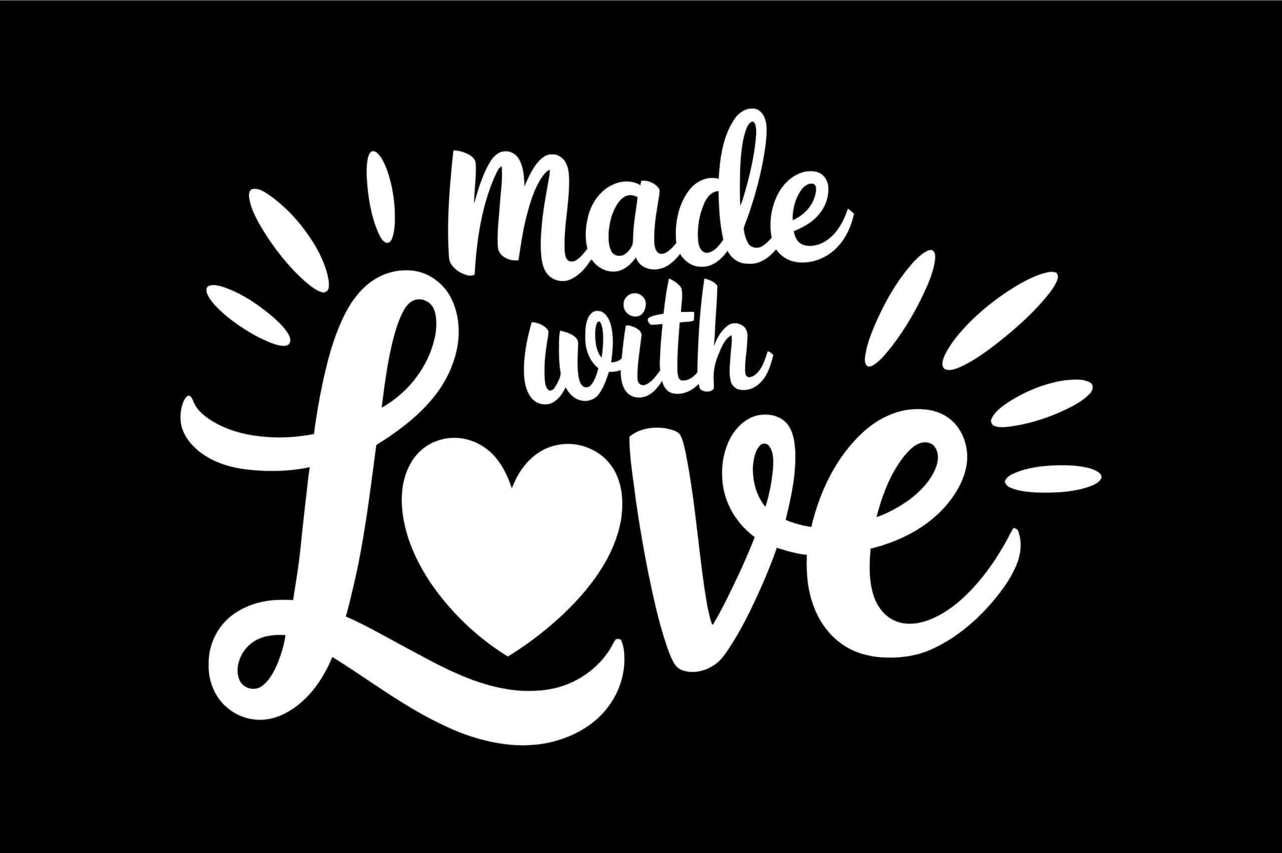 Made with Love design with a heart and sparkles