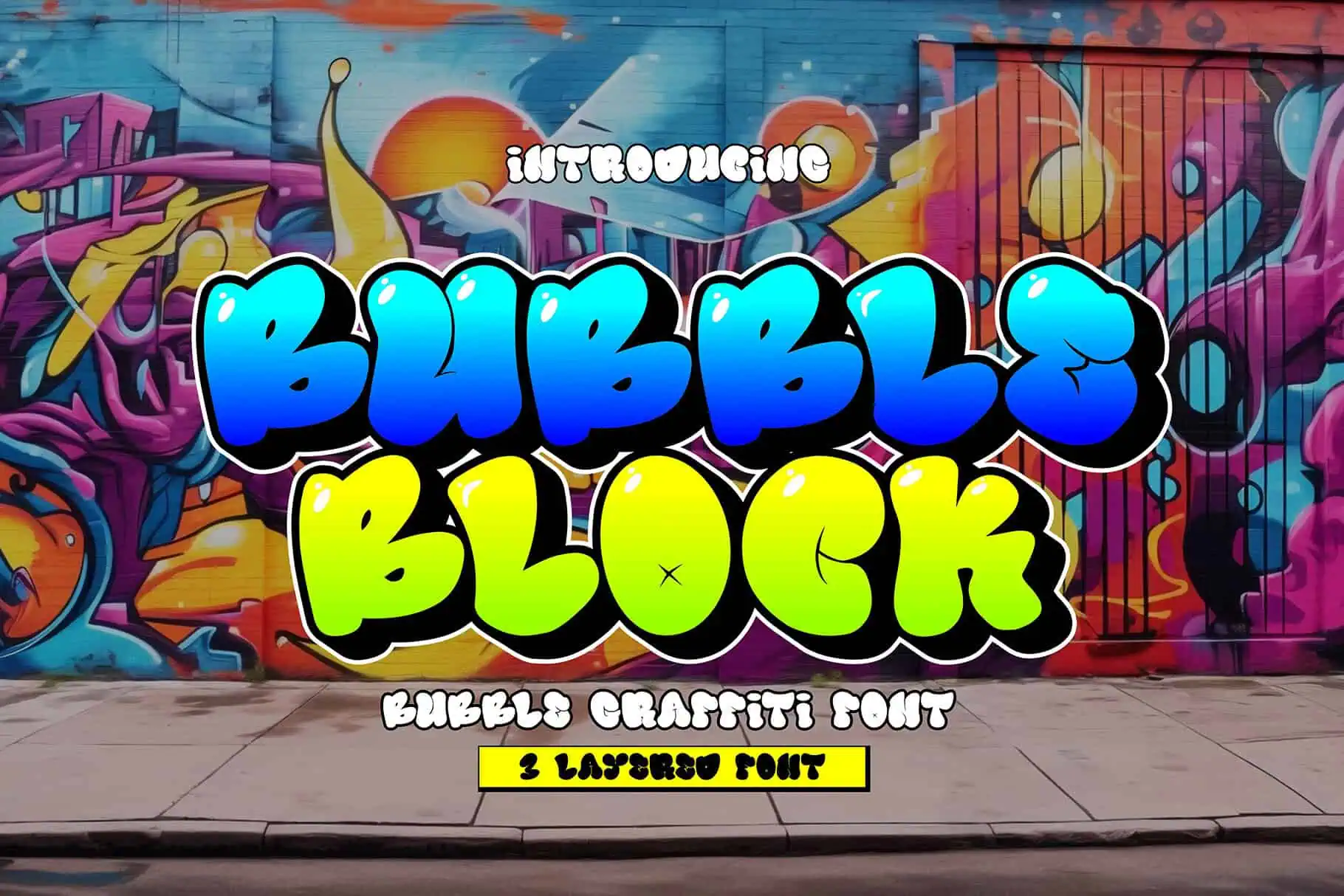 Bubble Block font preview from Creative Fabrica